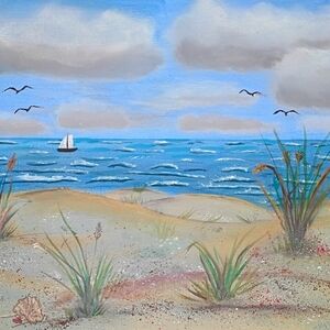 Coastal Breeze Beachscape Wall Art - Blue and Sand